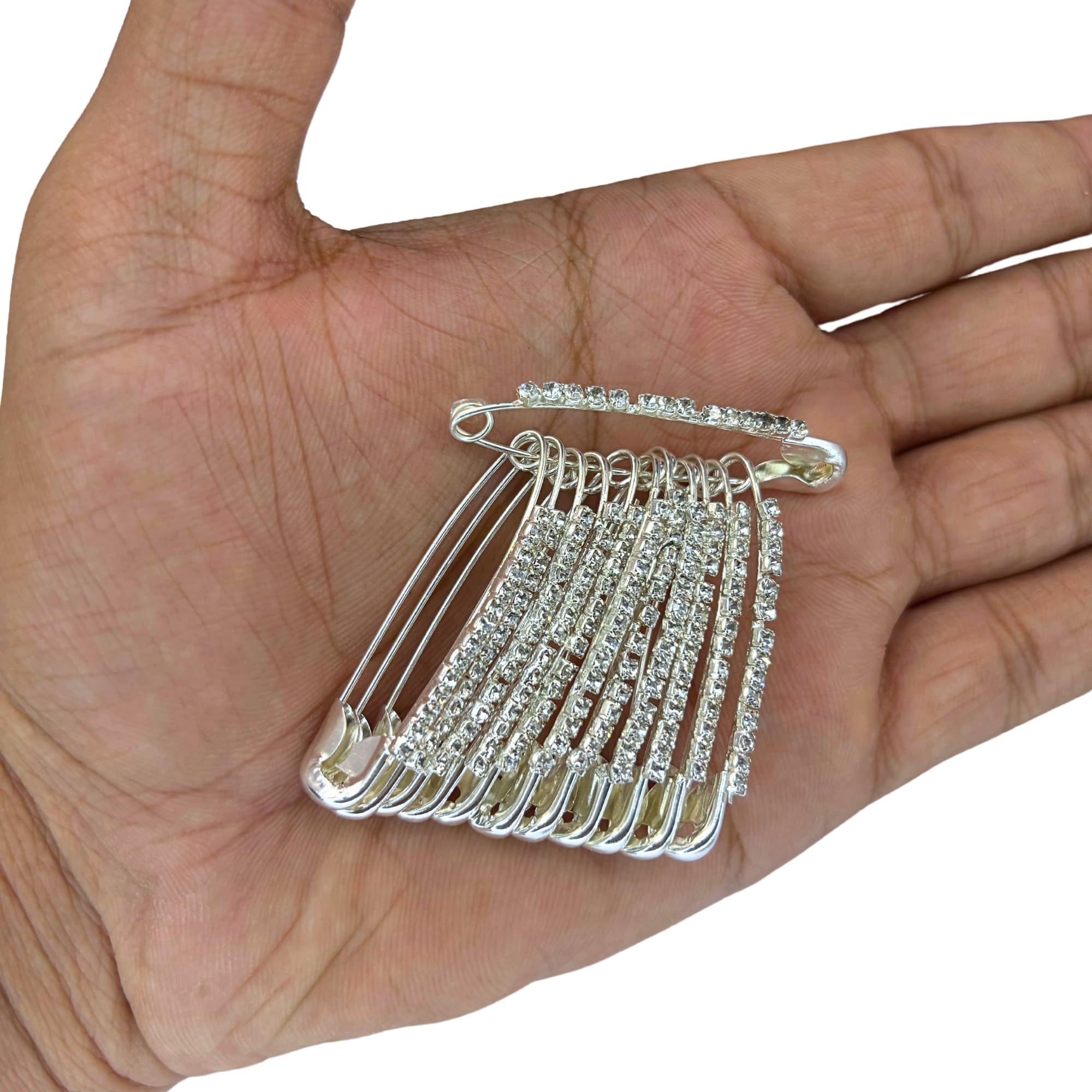 Amazon.com: Kàllos 12-Piece Silver Safety Pins with Faux Crystal